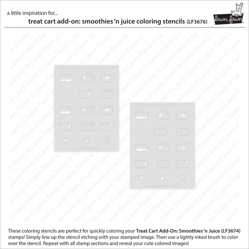 Lawn Fawn Treat Cart Add-On: Smoothies 'N Juice Lawn Clippings Coloring Stencils (LF3676) (OUTLET) Lawn Fawn Treat Cart Add-On: Smoothies 'N Juice Lawn Clippings Coloring Stencils (LF3676) (OUTLET)