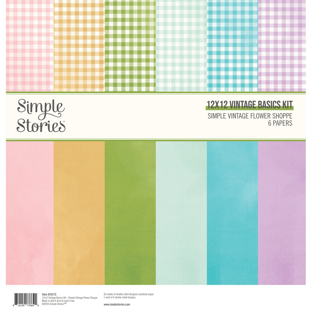 Simple Stories Simple Vintage Flower Shoppe 12x12 Inch Vintage Basics Kit (24215)