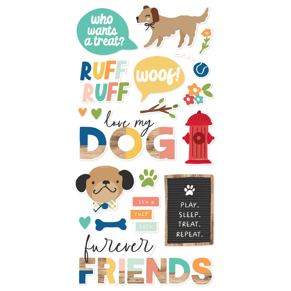 Simple Stories Fur Baby Dog Foam Stickers (24009)