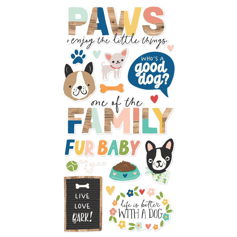 Simple Stories Fur Baby Dog Foam Stickers (24009)