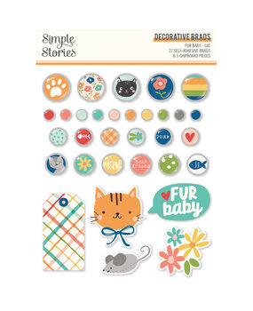 Simple Stories Fur Baby Cat Decorative Brads (24023)