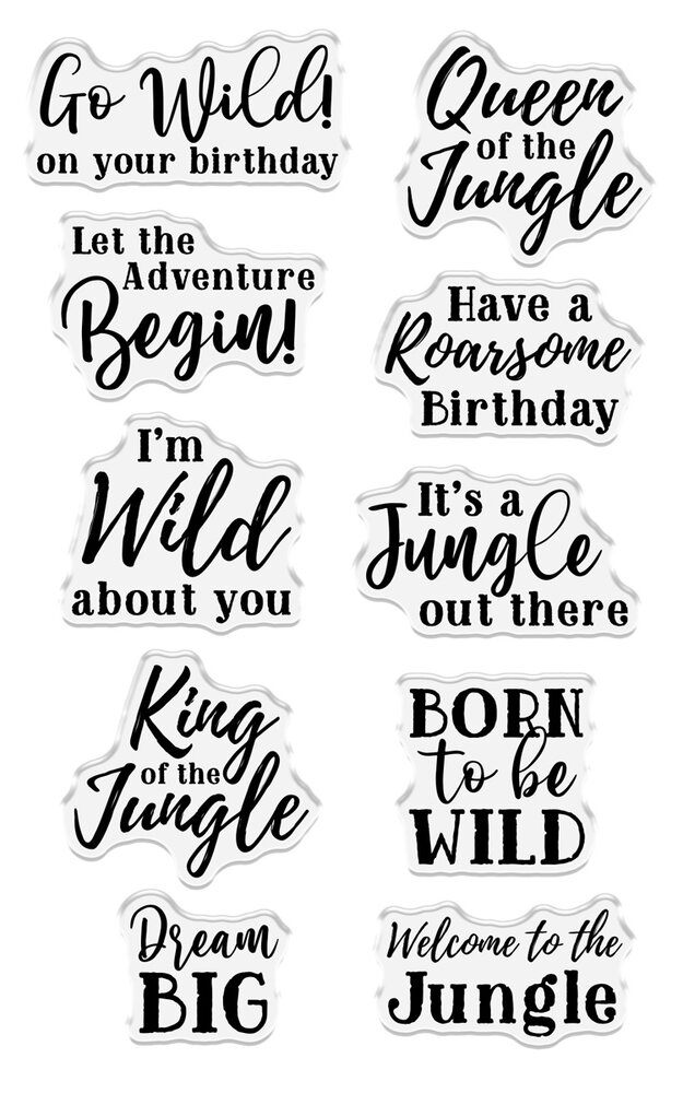 Crafter's Companion Royal Jungle Clear Acrylic Stamps Jungle Sentiments (S-RJ-CA-ST-JUSE)
