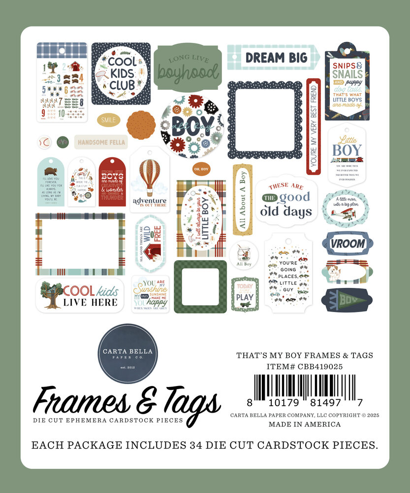 Carta Bella That's My Boy Frames & Tags (CBB419025)