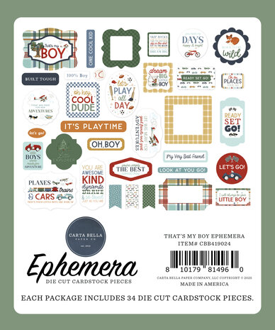 Carta Bella That's My Boy Ephemera (CBB419024)