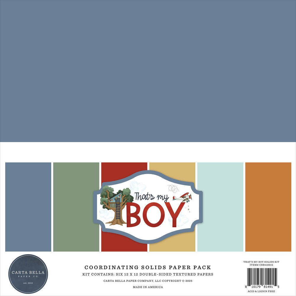 Carta Bella That's My Boy 12x12 Inch Coordinating Solids Paper Pad (CBB419015) Carta Bella That's My Boy 12x12 Inch Coordinating Solids Paper Pad (CBB419015)