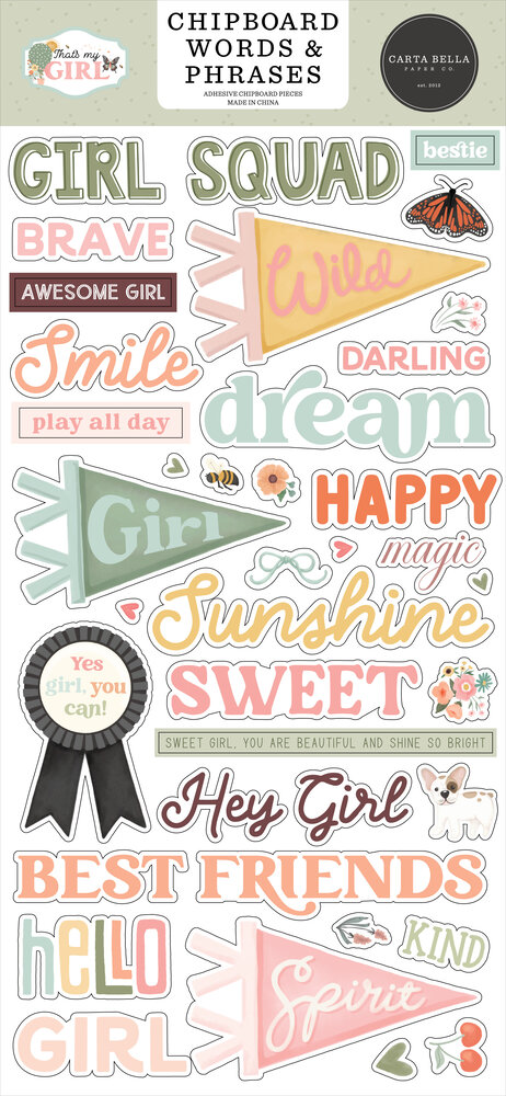 Carta Bella That's My Girl Chipboard Words & Phrases (CBG418022)