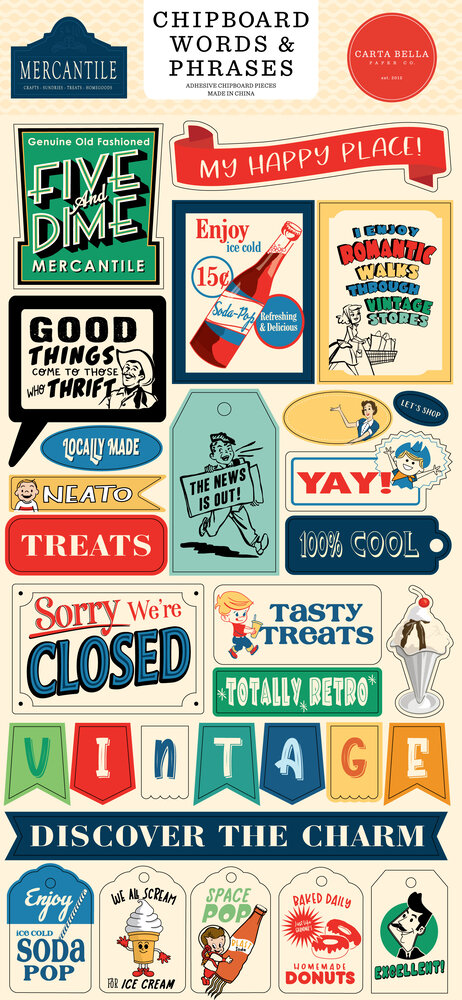 Carta Bella Mercantile Chipboard Words & Phrases (CBM423022)