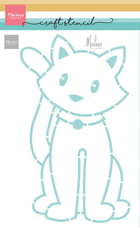 Marianne Design Craft Stencil by Marleen Sitting Cat (PS8179)