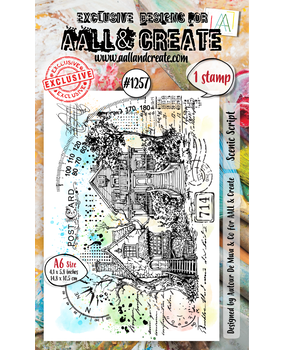Aall and Create Whimsy Dwellings A6 Stamp Set Scenic Script (AALL-TP-1257)