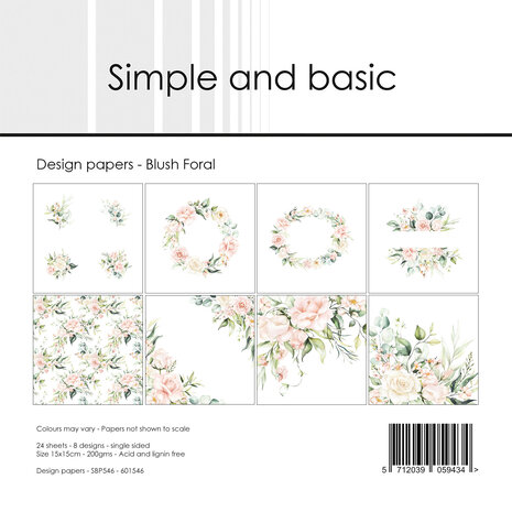 Simple and Basic Blush Floral 6x6 Inch Paper Pad (SBP546) Simple and Basic Blush Floral 6x6 Inch Paper Pad (SBP546)
