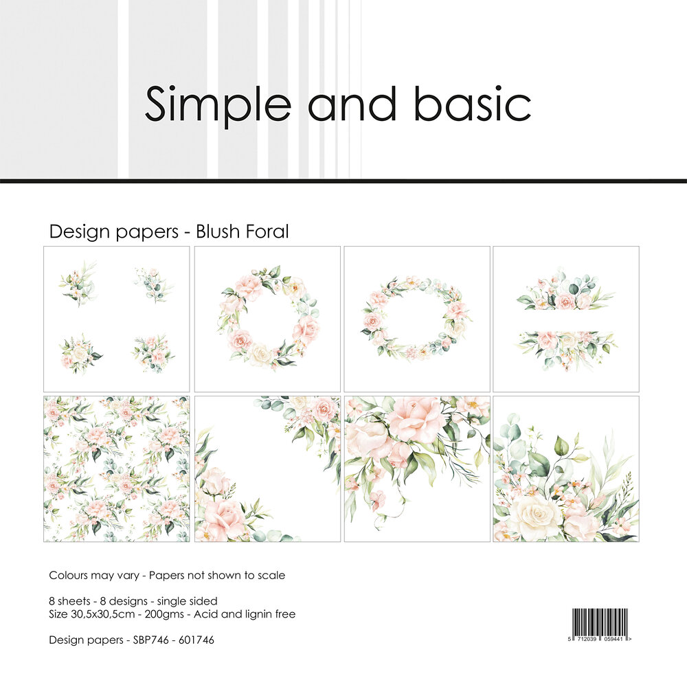 Simple and Basic Blush Floral 12x12 Inch Paper Pad (SBP746) Simple and Basic Blush Floral 12x12 Inch Paper Pad (SBP746)