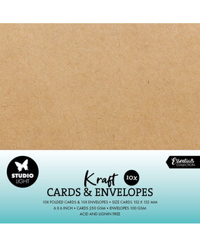 Studio Light Cards & Envelopes 6x6 Inch Kraft (10/10pcs) (SL-CO-CE12) (BASIC)