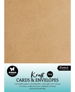 Studio Light Cards & Envelopes 5x7 Inch Kraft (10/10pcs) (SL-CO-CE08) (BASIC)