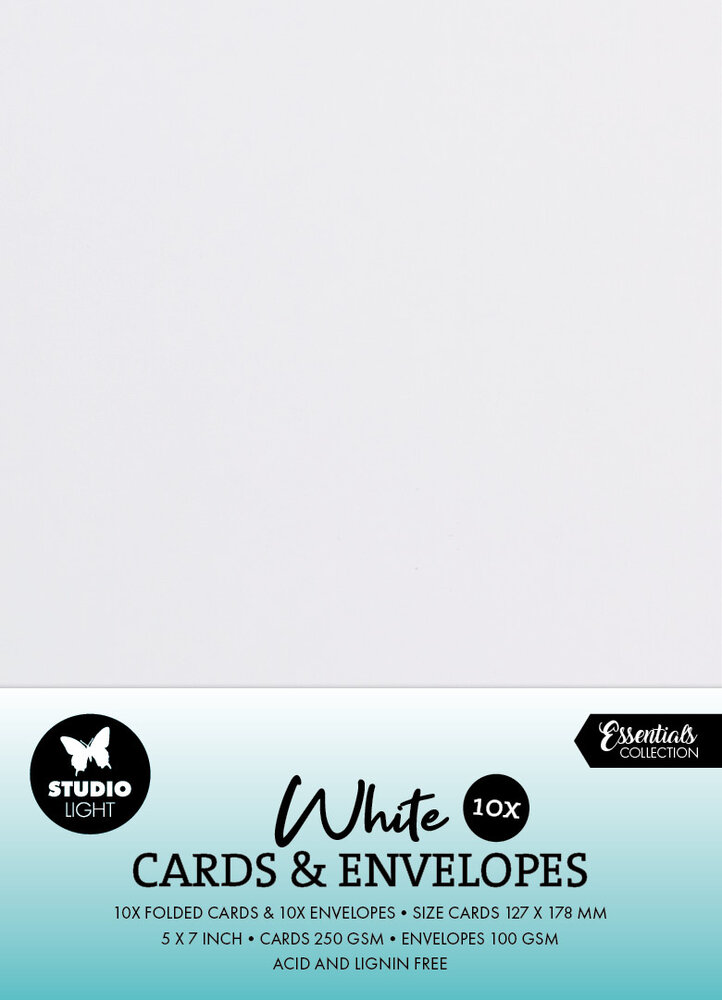 Studio Light Cards & Envelopes 5x7 Inch White (10/10pcs) (SL-CO-CE05) (BASIC)