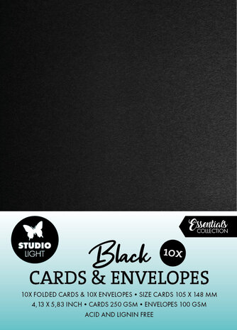 Studio Light Cards & Envelopes A6 Black (10/10pcs) (SL-CO-CE03) (BASIC)