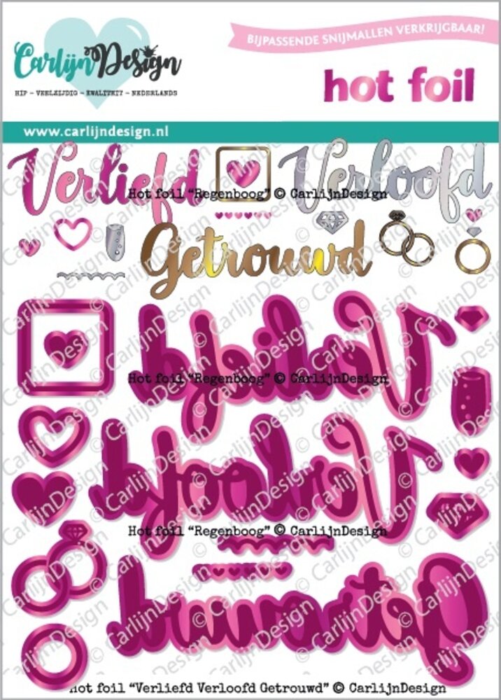 CarlijnDesign Hot Foil Verliefd Verloofd Getrouwd (CDHF-0070) CarlijnDesign Hot Foil Verliefd Verloofd Getrouwd (CDHF-0070)