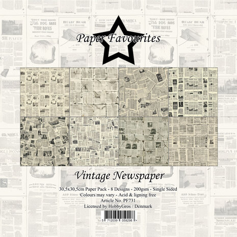 Paper Favourites Vintage Newspaper 12x12 Inch Paper Pad (PF731)