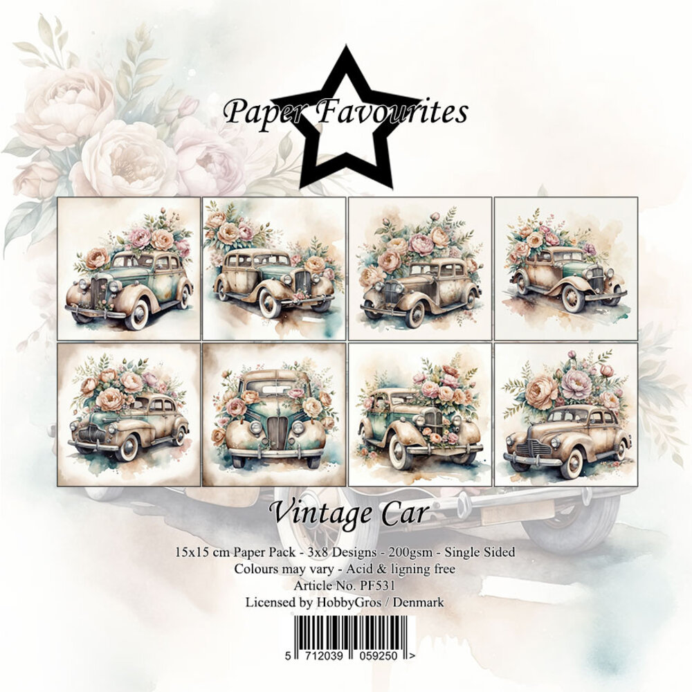 Paper Favourites Vintage Car 6x6 Inch Paper Pad (PF531)