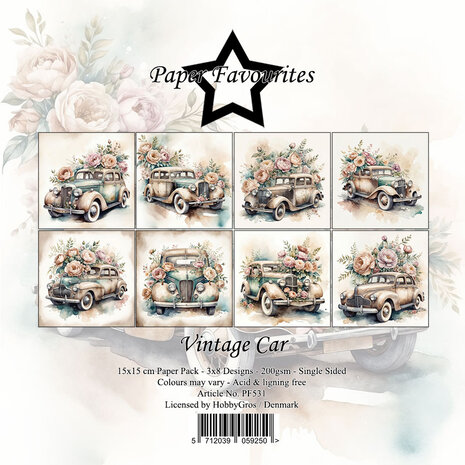 Paper Favourites Vintage Car 6x6 Inch Paper Pad (PF531)