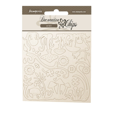 Stamperia Hidden Grove Decorative Chips Grass and Mushrooms (SCB256) (DISCONTINUED)