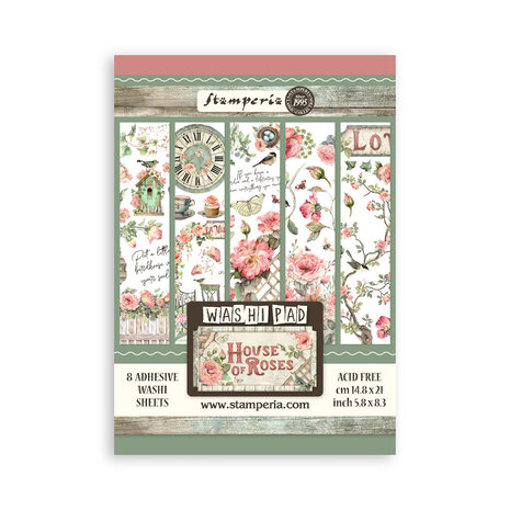 Stamperia House of Roses A5 Washi Pad (8pcs) (SBW18) Stamperia House of Roses A5 Washi Pad (8pcs) (SBW18)