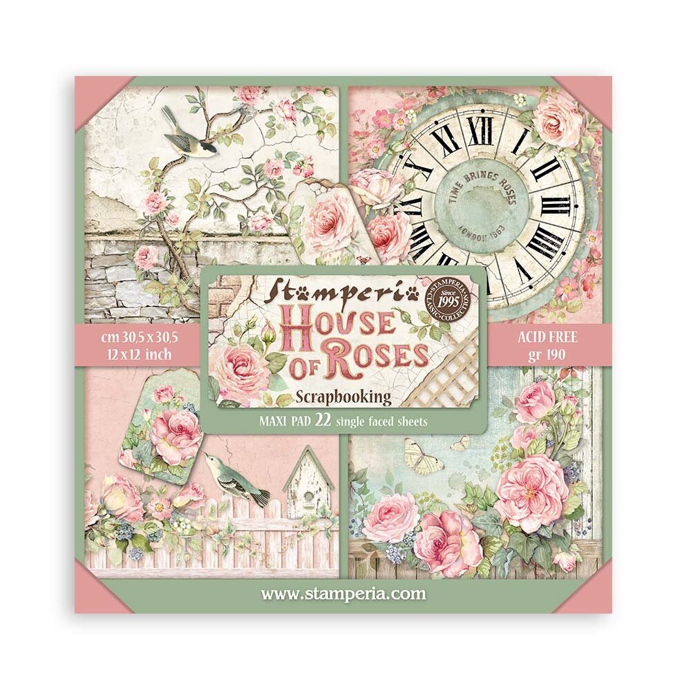 Stamperia House of Roses 12x12 Inch Paper Pack Maxi Backgrounds Selection (Single face) (SBBXLB23)