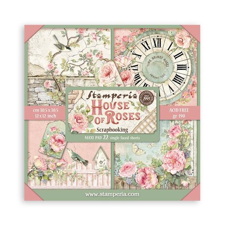 Stamperia House of Roses 12x12 Inch Paper Pack Maxi Backgrounds Selection (Single face) (SBBXLB23)