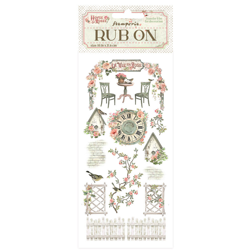 Stamperia House of Roses Rub-On 4x8,5 Inch Elements (DFLRB153) (DISCONTINUED) Stamperia House of Roses Rub-On 4x8,5 Inch Elements (DFLRB153) (DISCONTINUED)