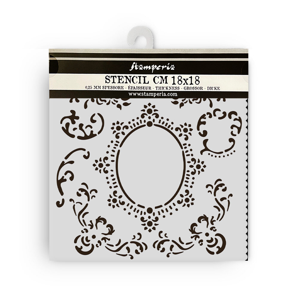 Stamperia House of Roses Thick Stencil 18x18cm Border with Frame (KSTDQ121) Stamperia House of Roses Thick Stencil 18x18cm Border with Frame (KSTDQ121)