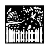 Stamperia House of Roses Thick Stencil 18x18cm Fence and Birds (KSTDQ122)