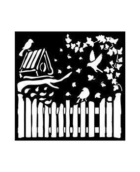 Stamperia House of Roses Thick Stencil 18x18cm Fence and Birds (KSTDQ122)