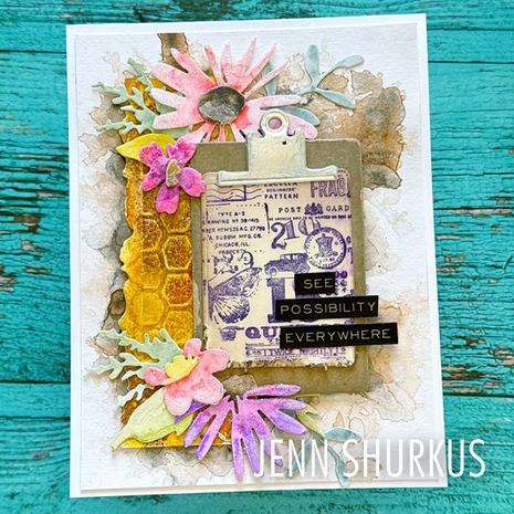 Sizzix 2D Texture Fades w/ Thinlits Die by Tim Holtz Vault Side-Order Floristry (1+11pcs) (666872)