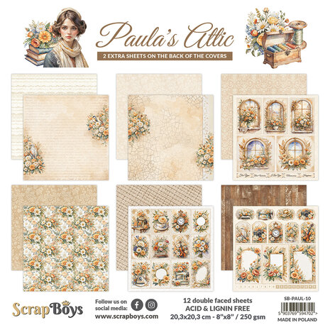 ScrapBoys Paula's Attic 8x8 Inch Paper Pad (SB-PAUL-10)
