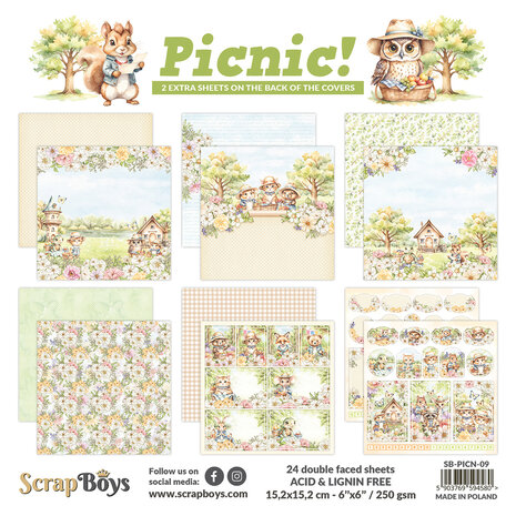 ScrapBoys Picnic! 6x6 Inch Paper Pad (SB-PICN-09) ScrapBoys Picnic! 6x6 Inch Paper Pad (SB-PICN-09)