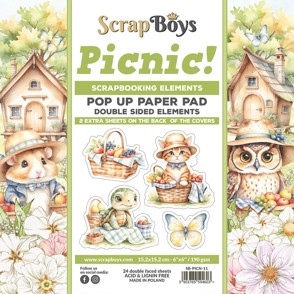 ScrapBoys Picnic! 6x6 Inch Pop Up Paper Pad (SB-PICN-11) ScrapBoys Picnic! 6x6 Inch Pop Up Paper Pad (SB-PICN-11)