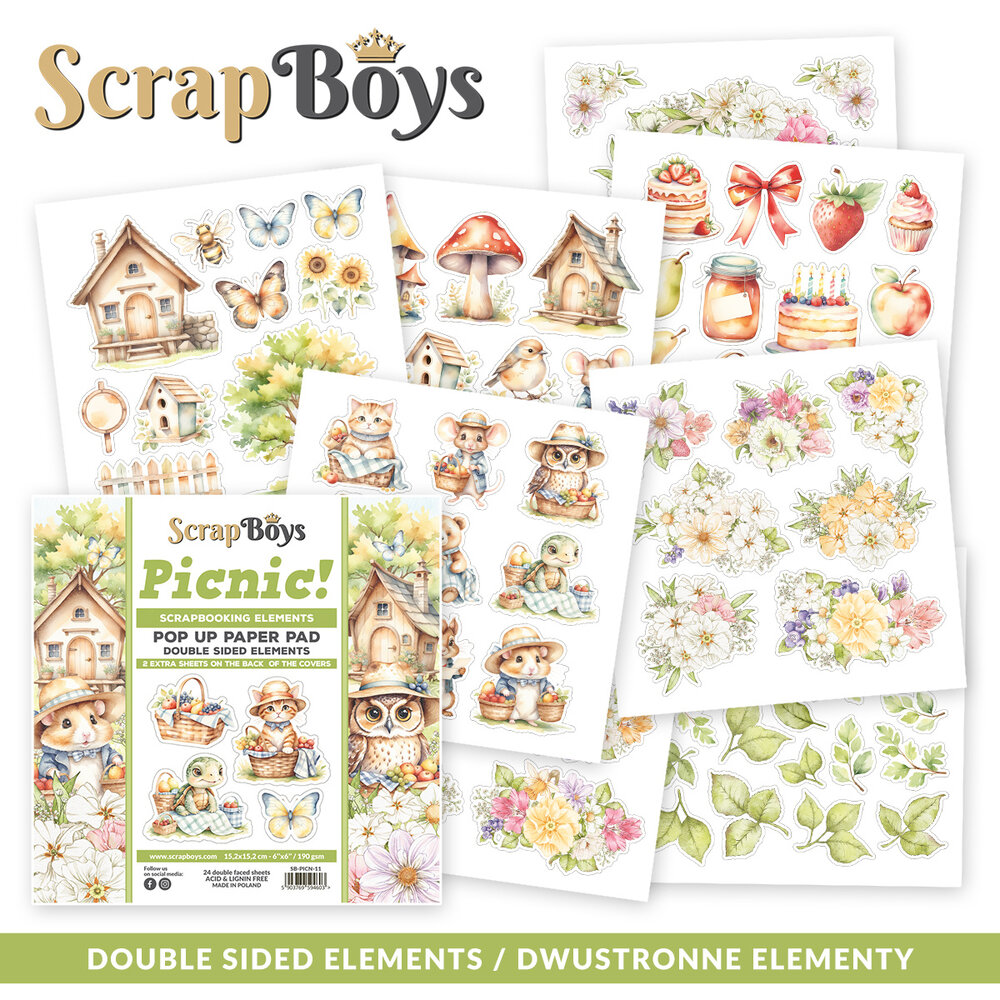 ScrapBoys Picnic! 6x6 Inch Pop Up Paper Pad (SB-PICN-11) ScrapBoys Picnic! 6x6 Inch Pop Up Paper Pad (SB-PICN-11)