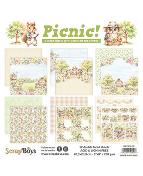 ScrapBoys Picnic! 8x8 Inch Paper Pad (SB-PICN-10)