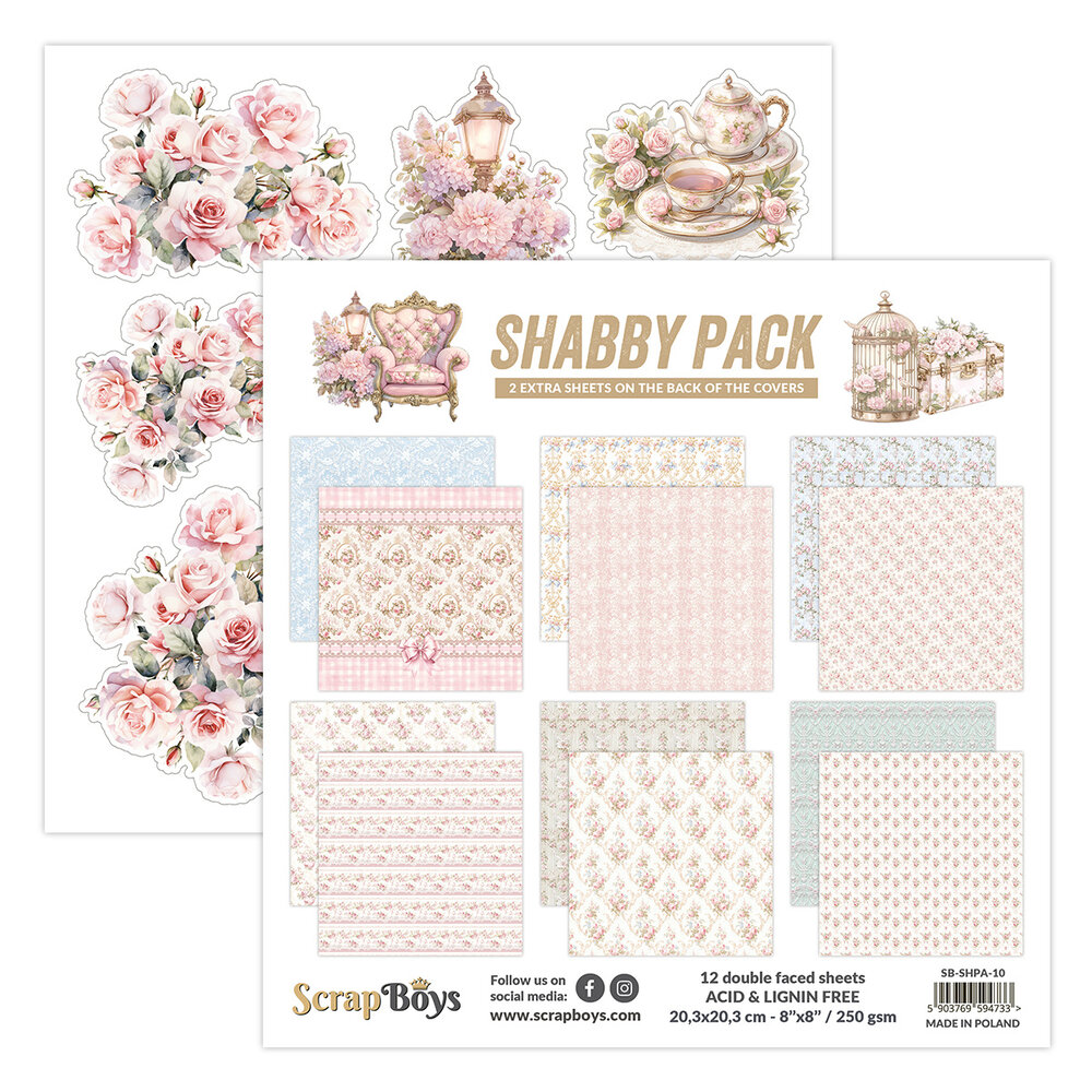ScrapBoys Shabby Pack 8x8 Inch Paper Pad (SB-SHPA-10) ScrapBoys Shabby Pack 8x8 Inch Paper Pad (SB-SHPA-10)