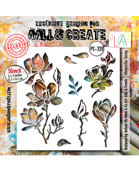 Aall and Create Ethereal Garden Stencil 6x6 Inch Magnolia Sway (AALL-PC-239)