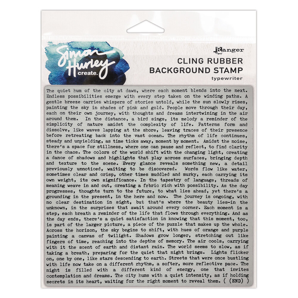 Ranger Simon Hurley create. Background Stamp 6x6 Inch Typewriter (HUR88844)