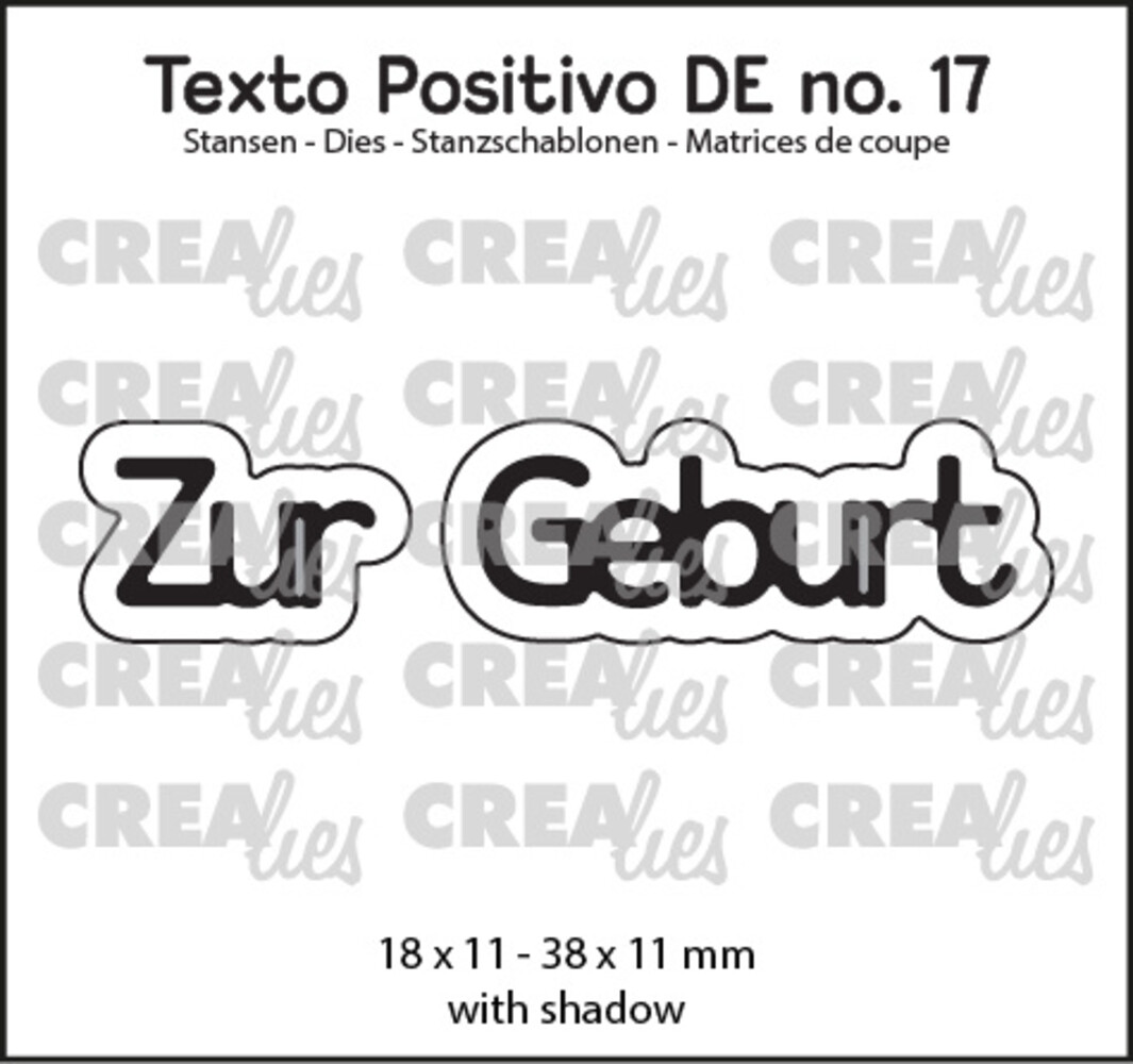 Crealies Texto Positivo Dies German Zur Geburt (POSDE17)
