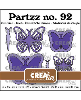 Crealies Partzz Stansen No. 92 Vlinder A Middel en Klein (CLPartzz92)