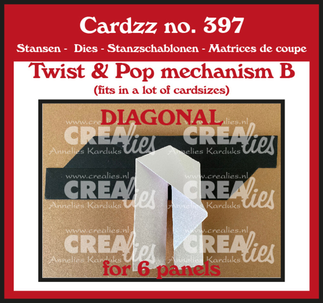 Crealies Cardzz Dies Twist & Pop B Diagonal For 6 Panels (CLCZ397)