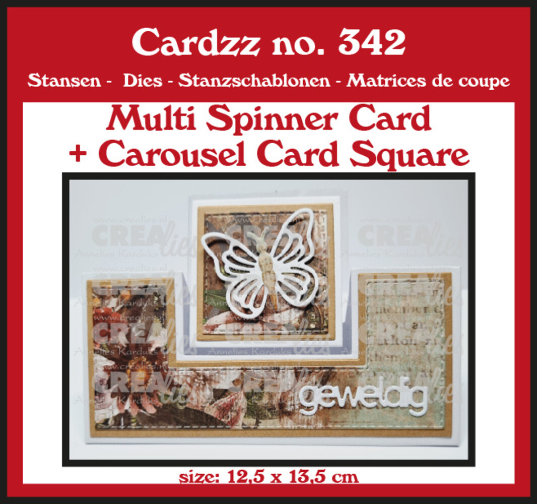 Crealies Cardzz Dies No. 342 Multi Spinner + Carousel Card Square (CLCZ342)