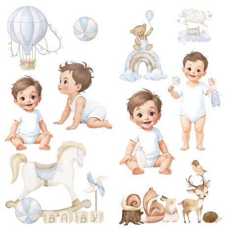 Papers For You Sweet Baby Boy 12x12 Inch Decor Transfers (2pcs) (PFY-14801)