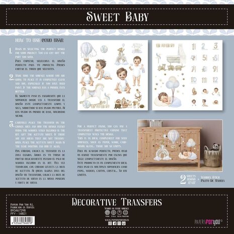 Papers For You Sweet Baby Boy 12x12 Inch Decor Transfers (2pcs) (PFY-14801)