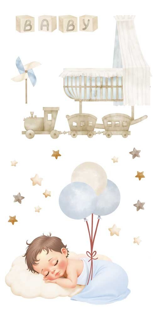 Papers For You Sweet Baby Boy 6x12 Inch Decor Transfers (4pcs) (PFY-14782)