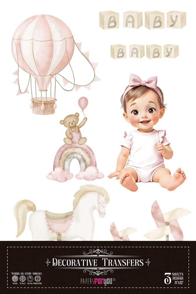 Papers For You Sweet Baby Girl 8x12 Inch Decor Transfers (3pcs) (PFY-14818) Papers For You Sweet Baby Girl 8x12 Inch Decor Transfers (3pcs) (PFY-14818)