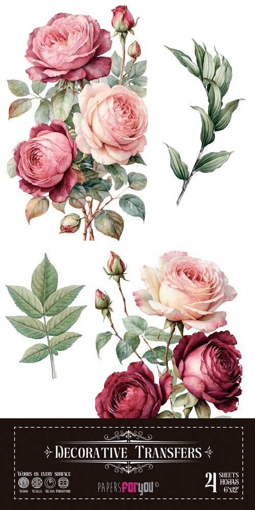 Papers For You Rosé 6x12 Inch Decor Transfers (4pcs) (PFY-14772)