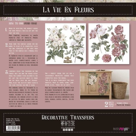 Papers For You Roses 12x12 Inch Decor Transfers (2pcs) (PFY-14784)